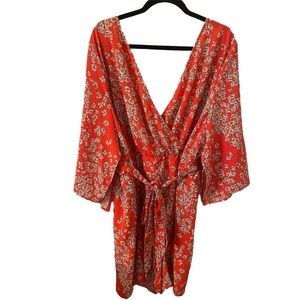 Plus Floral Tie Waist Romper